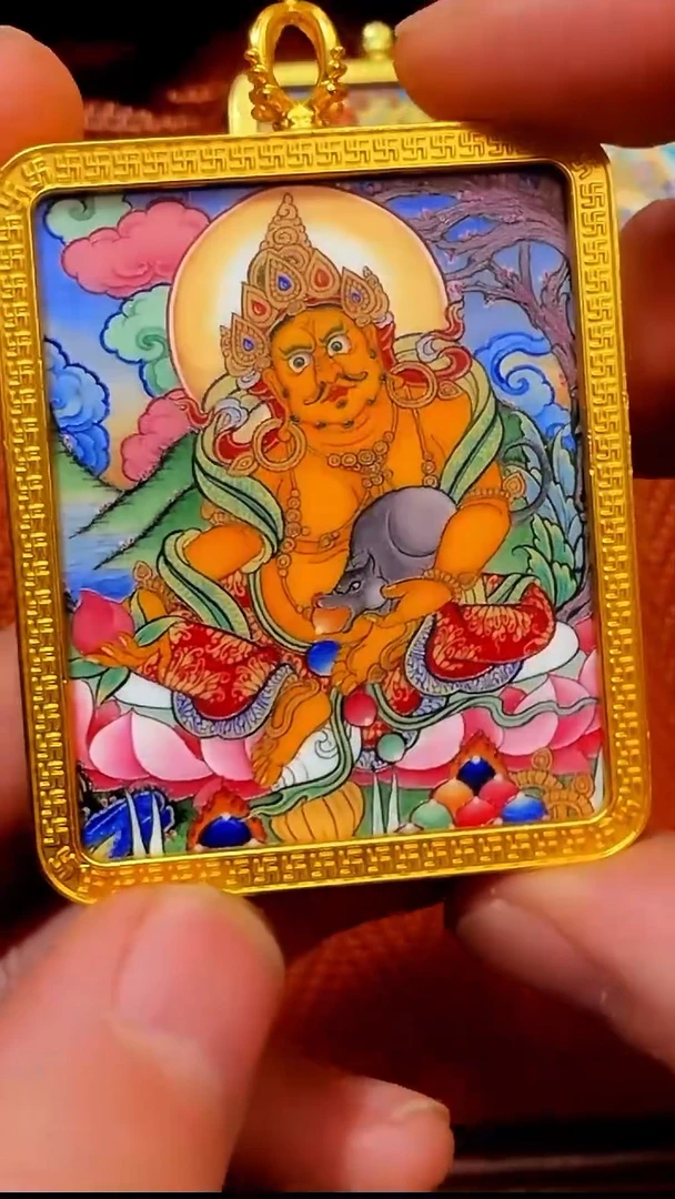 吊坠嘴哥严选——1221瓷片黄财神唐卡