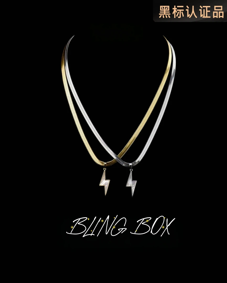 钛钢项链 欧美潮流闪电蛇骨项链个性小众锁骨链时尚轻奢气质百搭