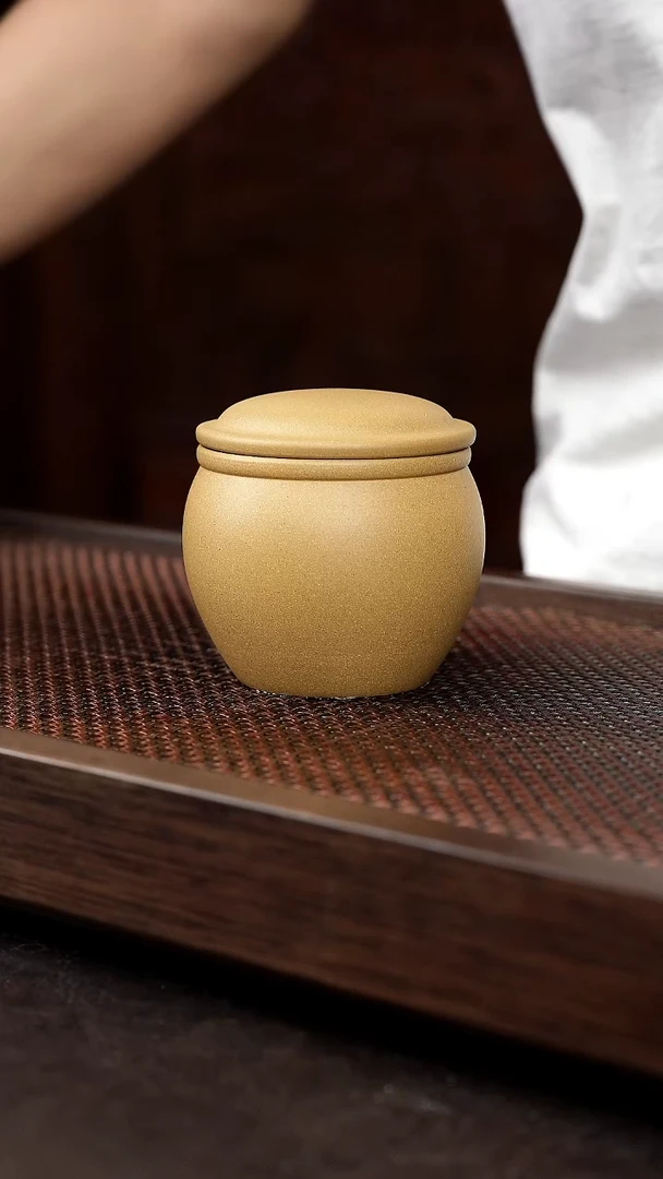 茶壶紫砂黄金段大缸茶叶罐