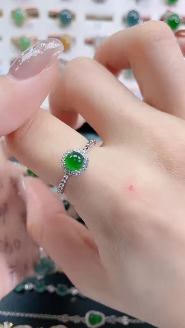 银S925镶嵌戒指翡翠天然翡翠