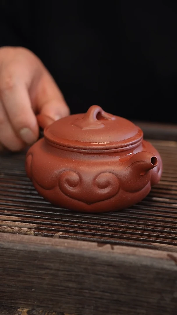 茶壶紫砂如意仿古 北红赤铁 北红赤铁 260cc