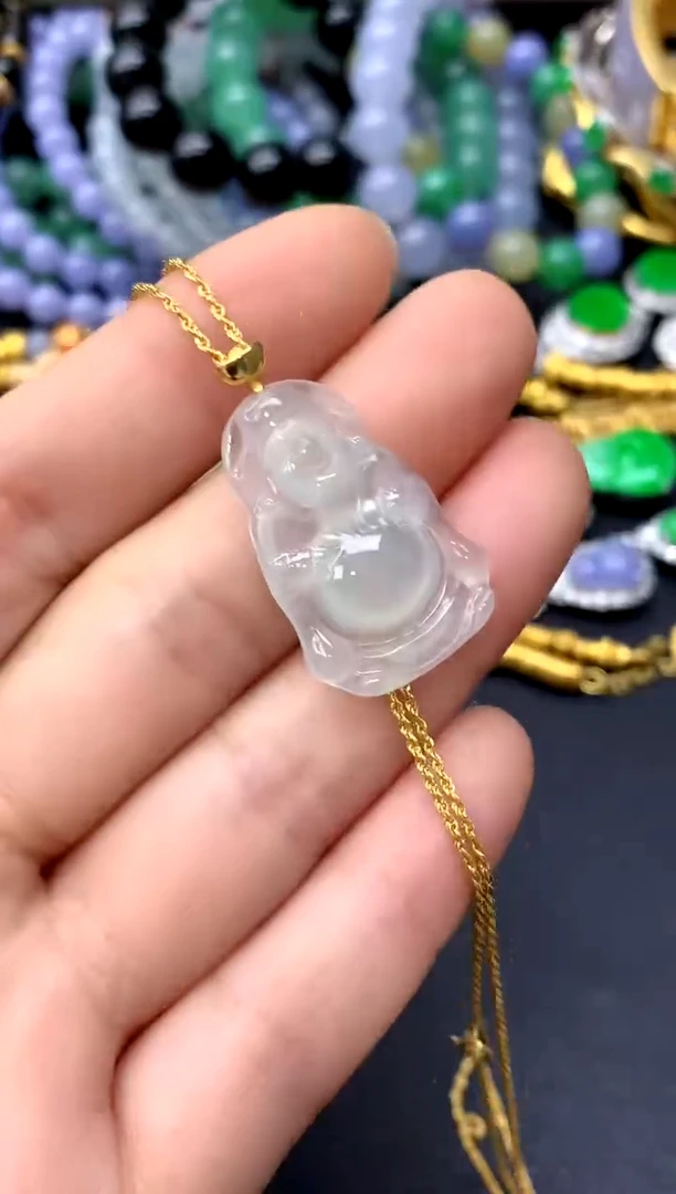 颈饰18K金镶嵌翡翠376-中国好珍宝