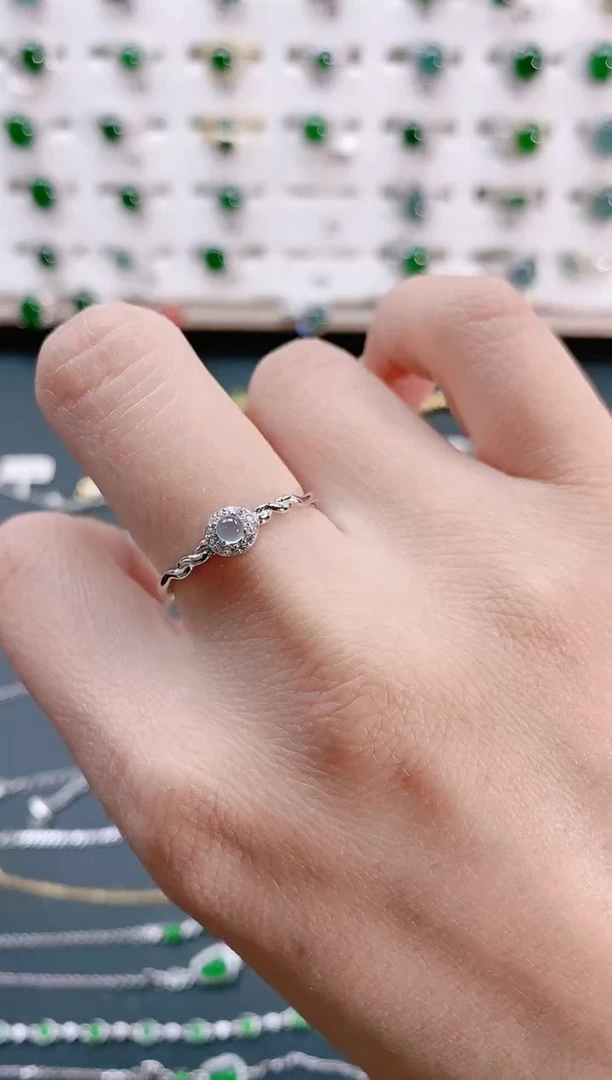 【闪购商品】翡翠戒指银S925镶嵌天然翡翠