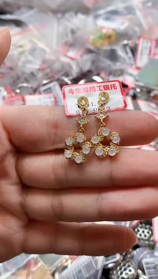 银S925镶嵌戒指翡翠天然A货缅甸翡翠