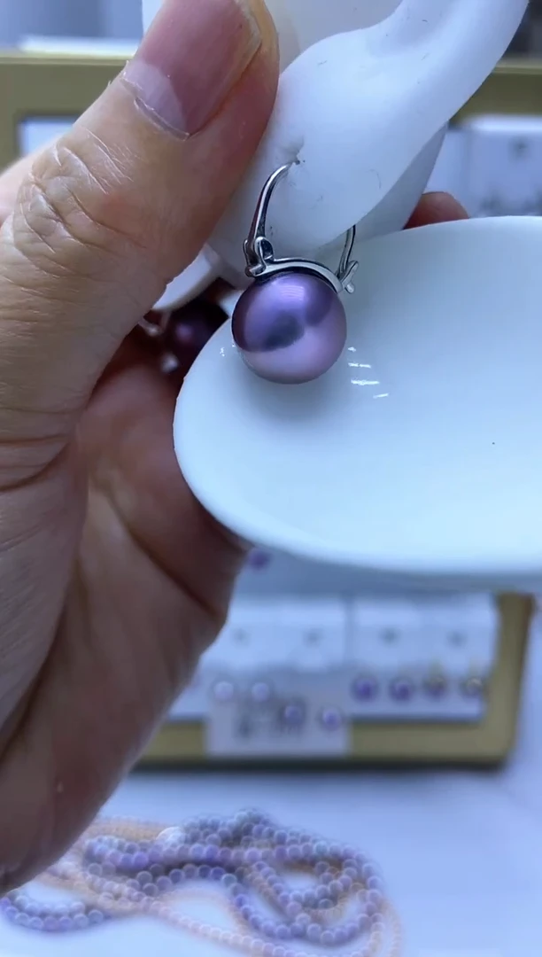 银S925镶嵌耳饰淡水珍珠77