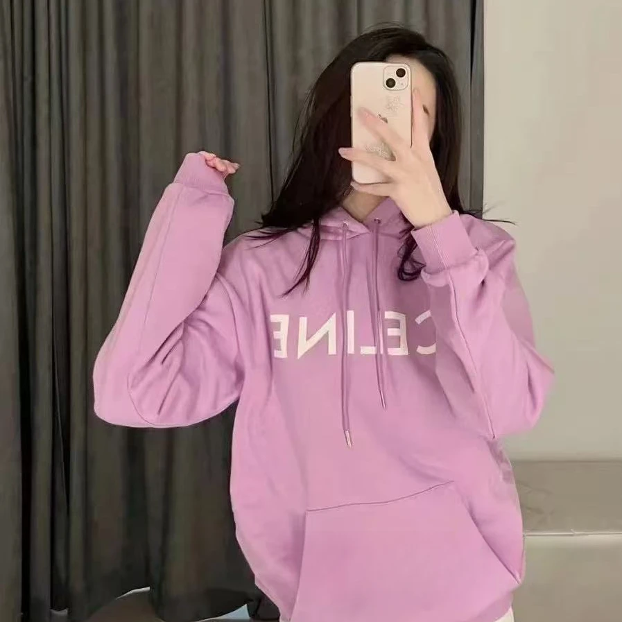 未使用 Celine/思琳 Logo印花抽绳连帽卫衣