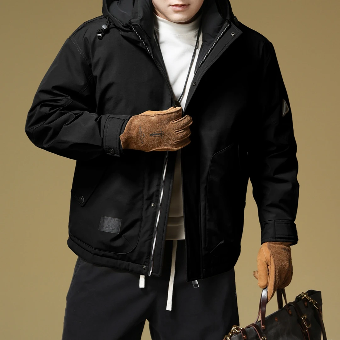 SALBUROS萨尔布勒斯时尚轻薄羽绒服男士潮流冬款连帽加厚防寒外套