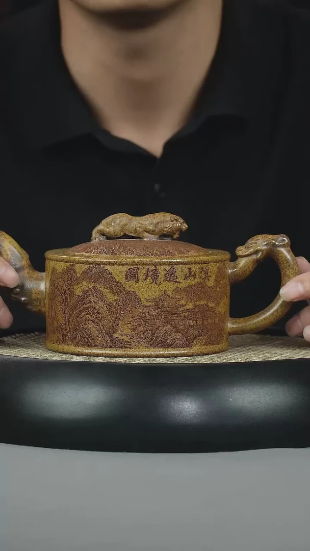 茶壶紫砂龙骨金砂 虎纽龙尊 卧虎藏龙