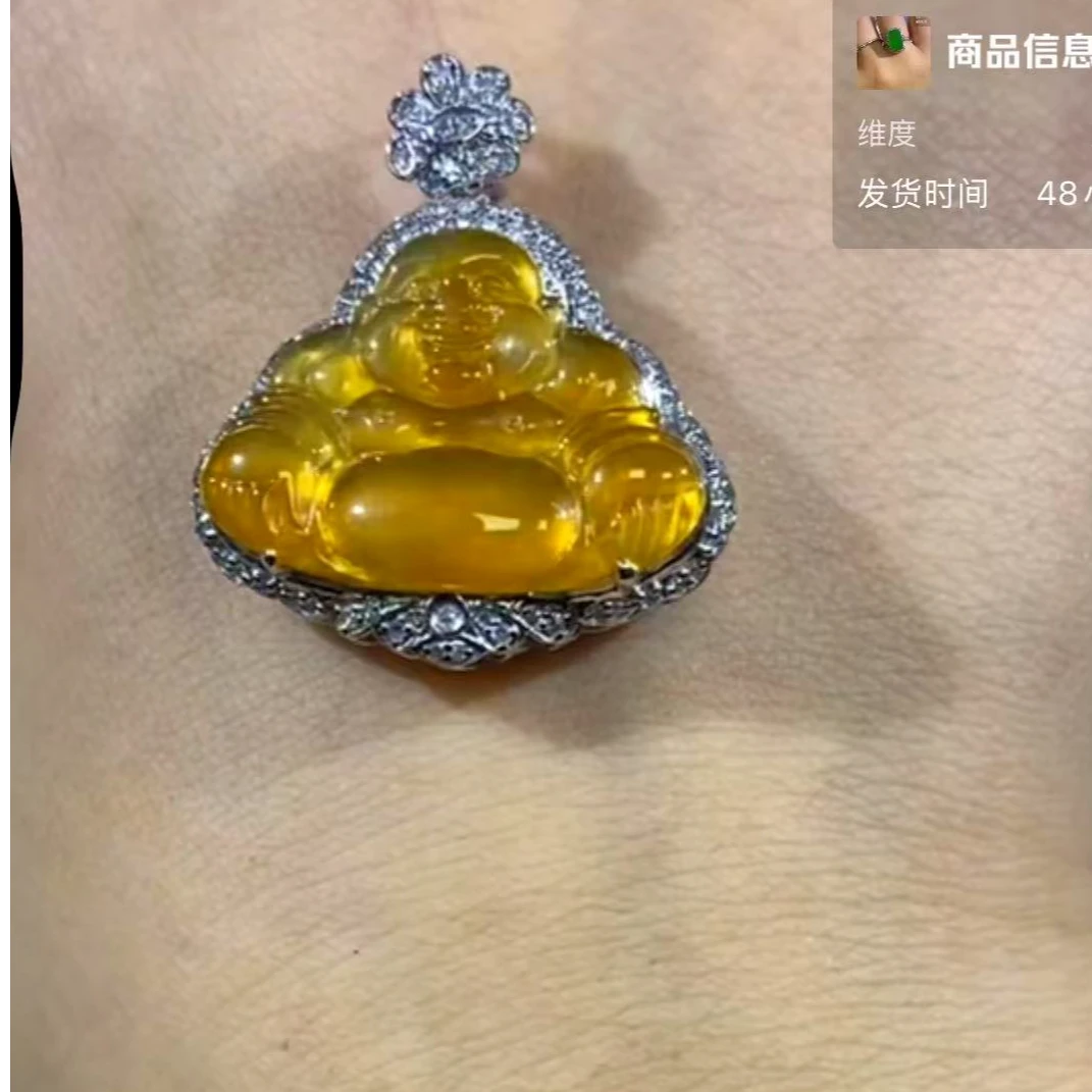 天然缅甸A货翡翠黄翡佛公
