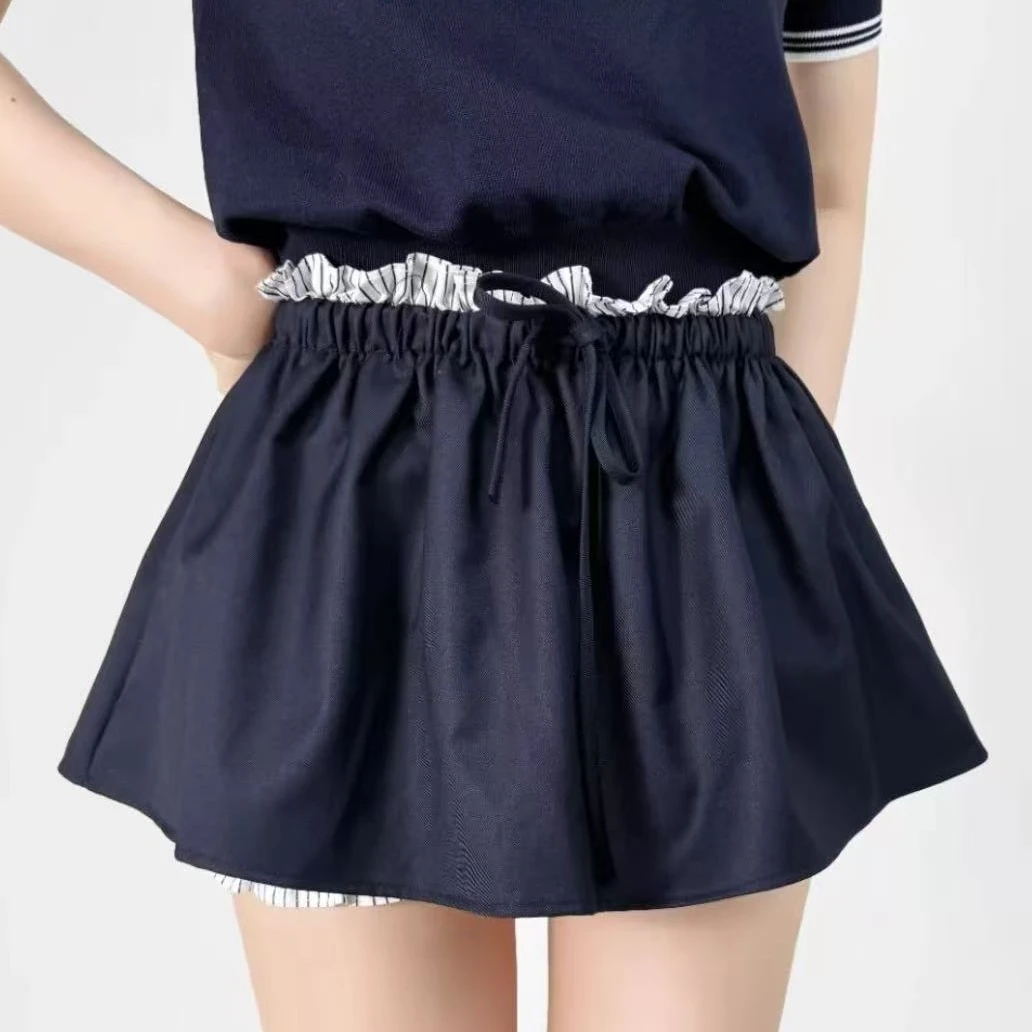 【055】【正确字母】妹妹的拼接假俩件半身裙裤