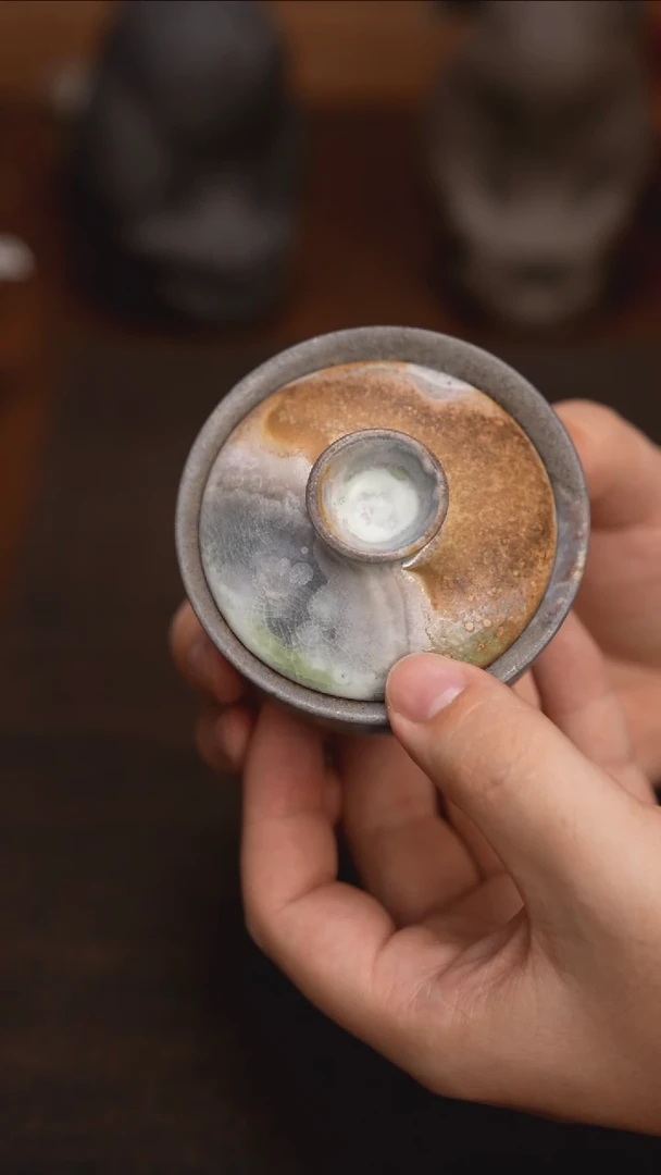215柴窑紫砂裸烧手工拉胚盖碗