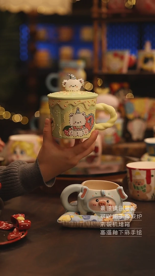 陶瓷景德镇可爱陶瓷釉下彩绘设计师款