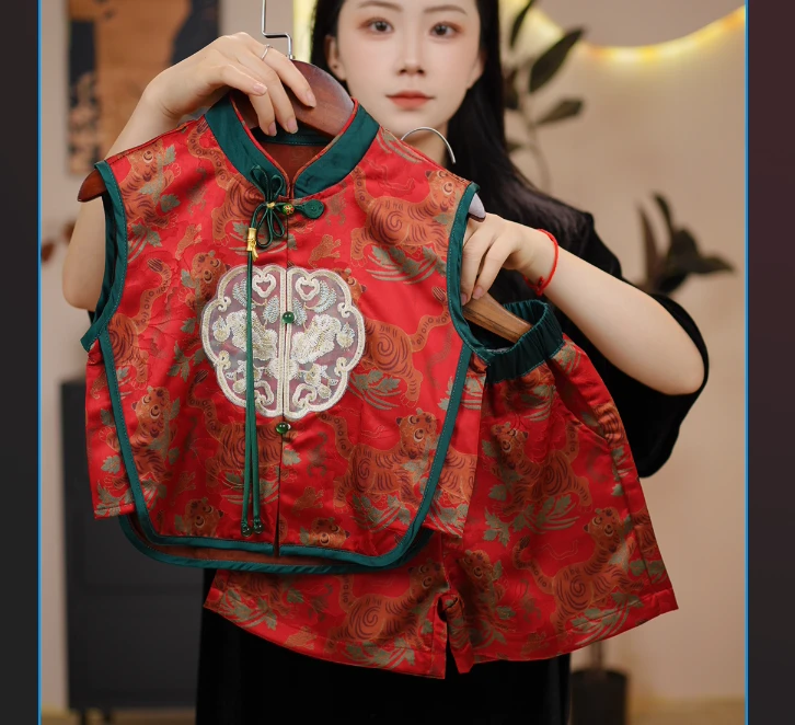 【小不点】新款夏季时尚新中式无袖背心儿童宽松时髦百搭休闲8208