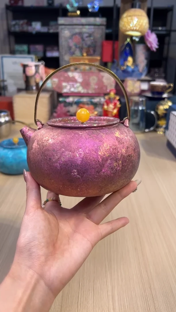 175纯钛提梁壶-粉色