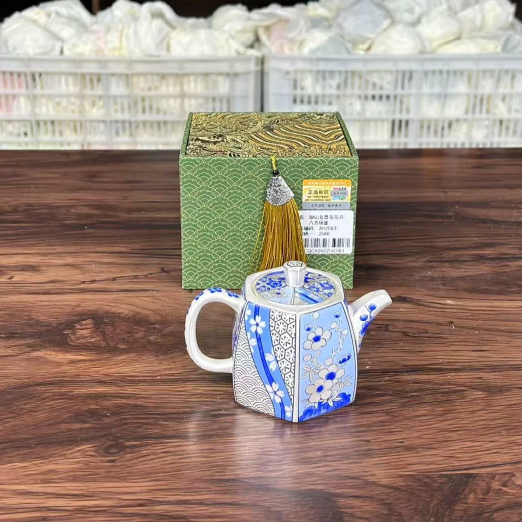 大海茶器@@F794-银山社青花花卉壶