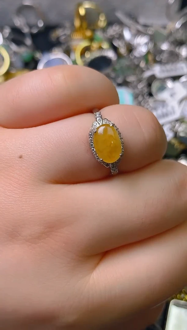 银S925镶嵌戒指翡翠百内无证书