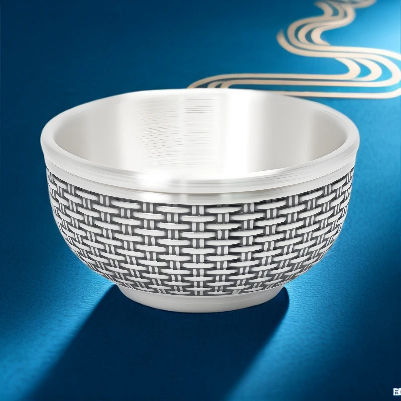 足银银制品 足银999鱼篓纹茶杯 复古鱼篓造型  双层隔热家用茶杯