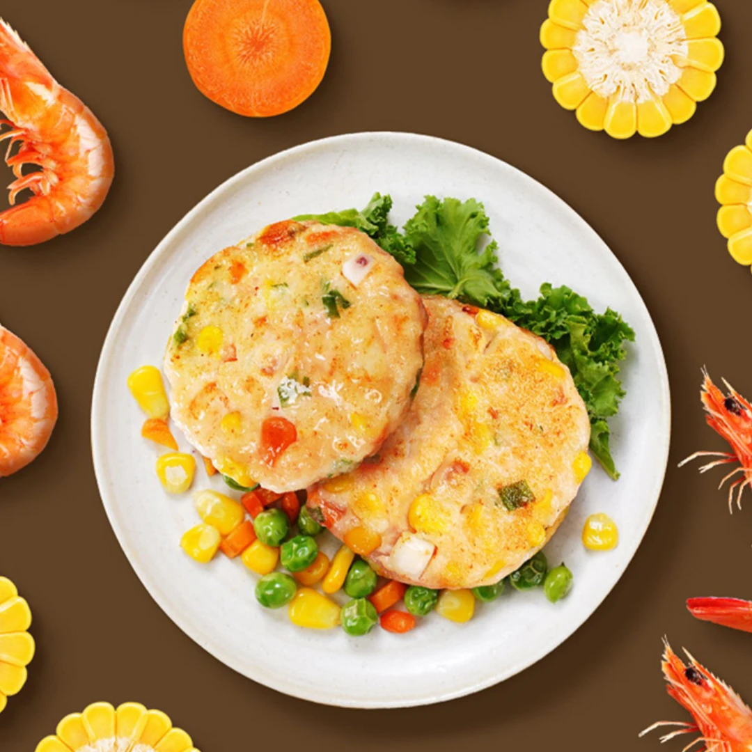 果蔬虾肉饼早餐轻食营养丰富100g/袋*9袋