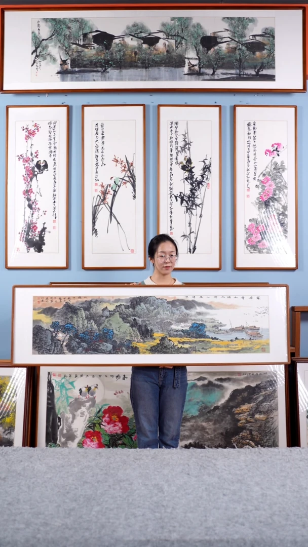 【闪购商品】国画张现军《家居青山绿水畔》手绘162*47