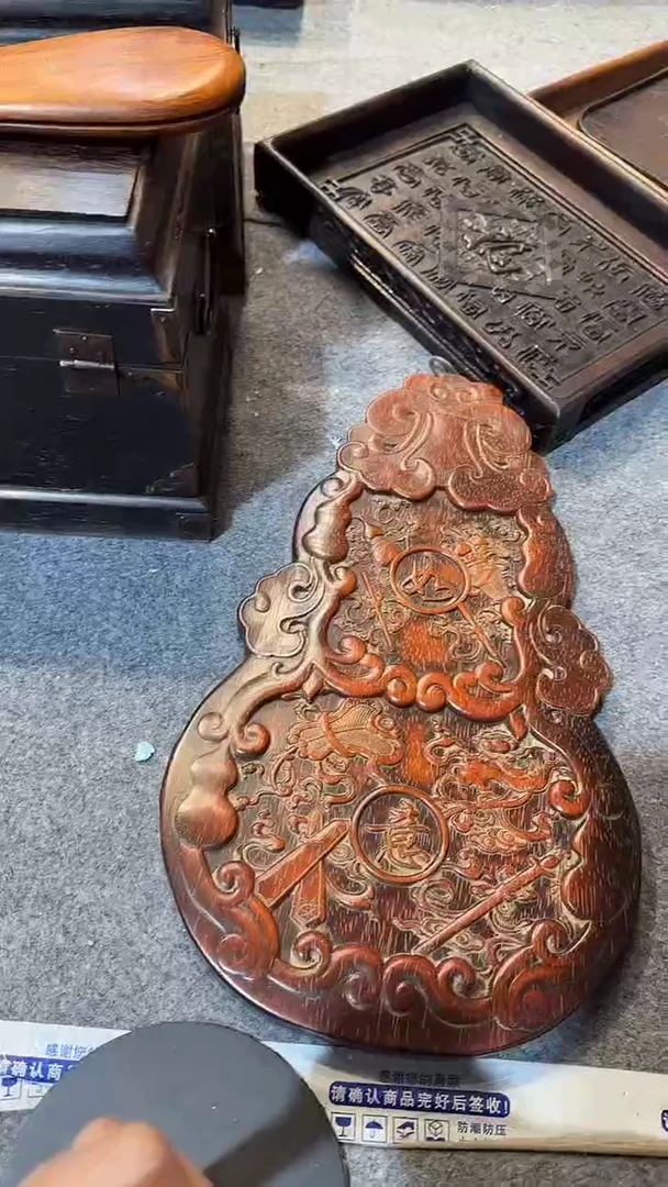 木紫檀拆件雕刻板以直播间实物为准微瑕老物件