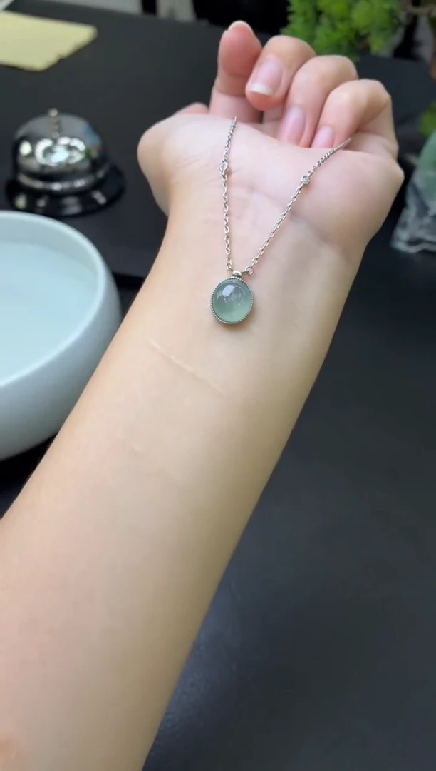 翡翠银S925镶嵌项链吊坠