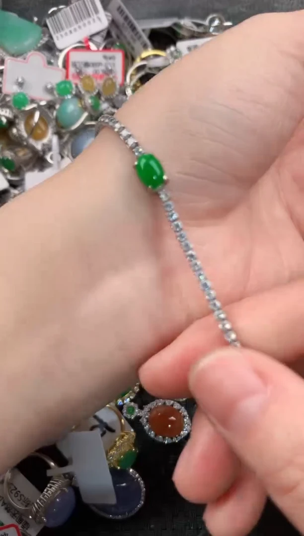 银S925镶嵌戒指翡翠888      8