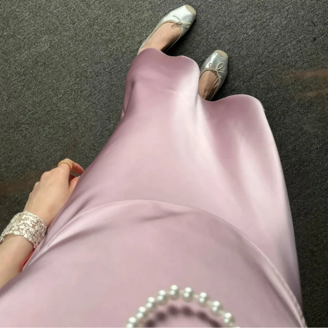 GIRDEAR/哥弟新款优雅通勤高腰显瘦时尚中长款垂感半身裙1200388