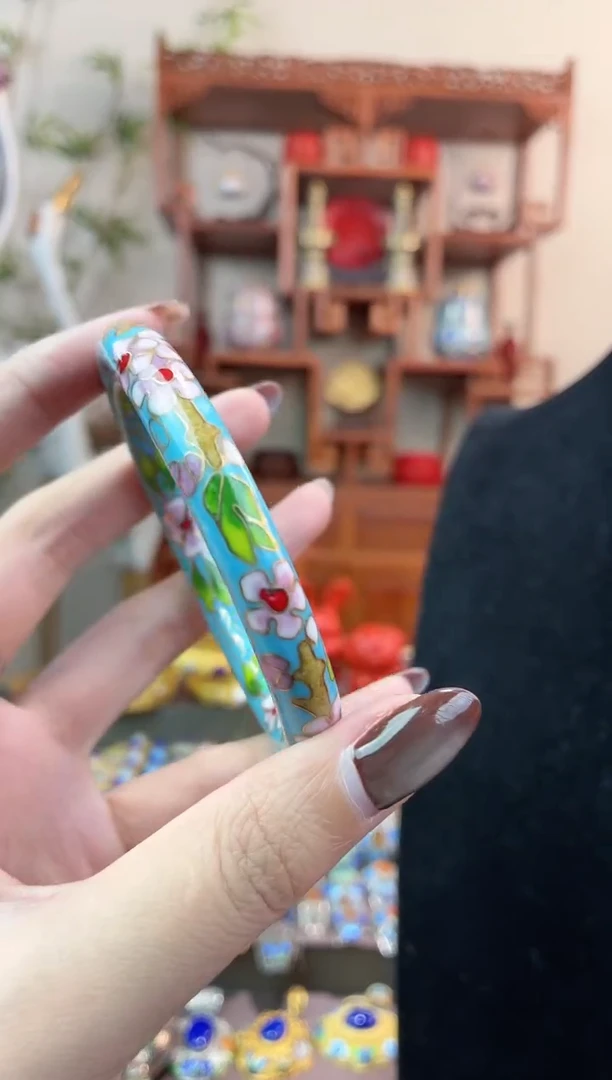 非遗景泰蓝细棍镯天蓝