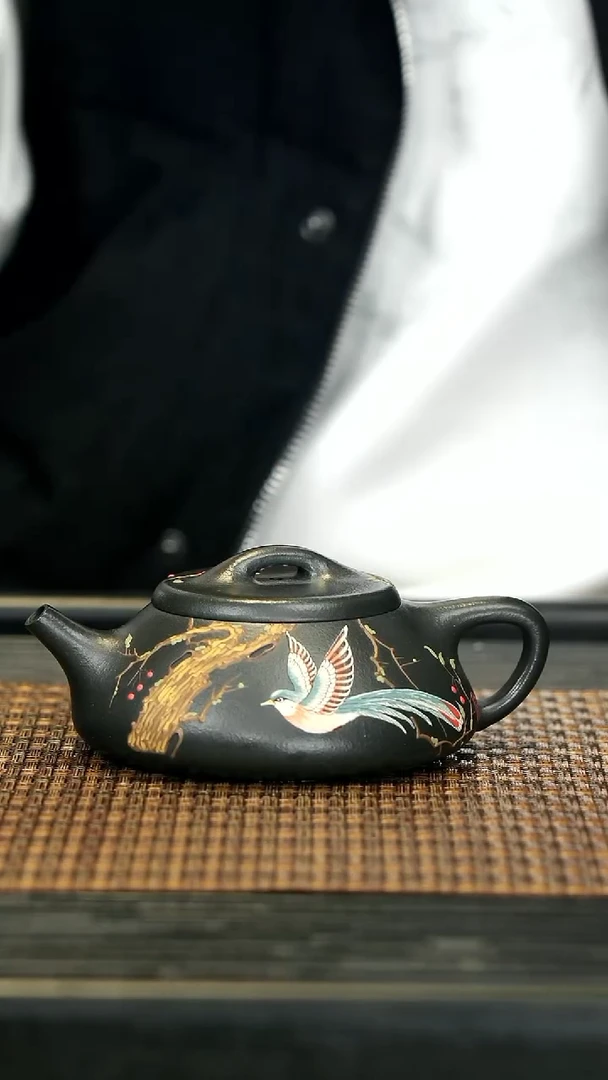 【闪购商品】紫砂茶壶26君子兰 花鸟石瓢