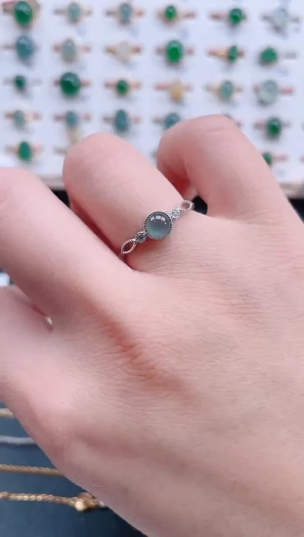 银S925镶嵌戒指翡翠天然翡翠