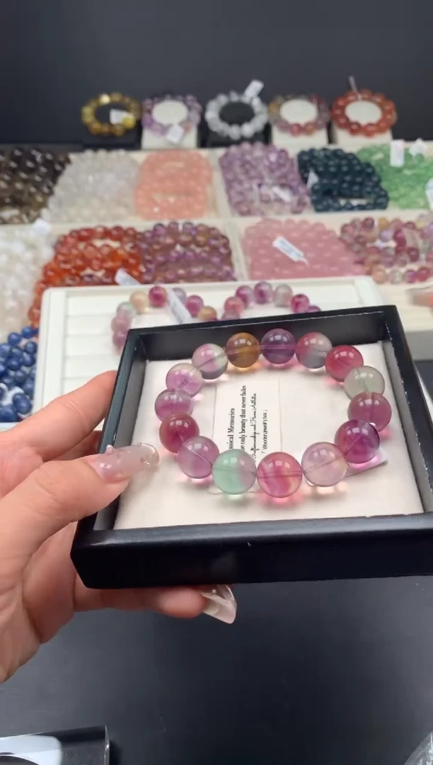 【闪购商品】萤石手串未镶嵌多样性发其一 14mm A57