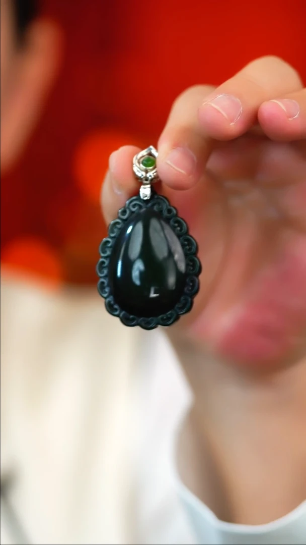 银S925镶嵌黑曜岩吊坠(不含链)新款