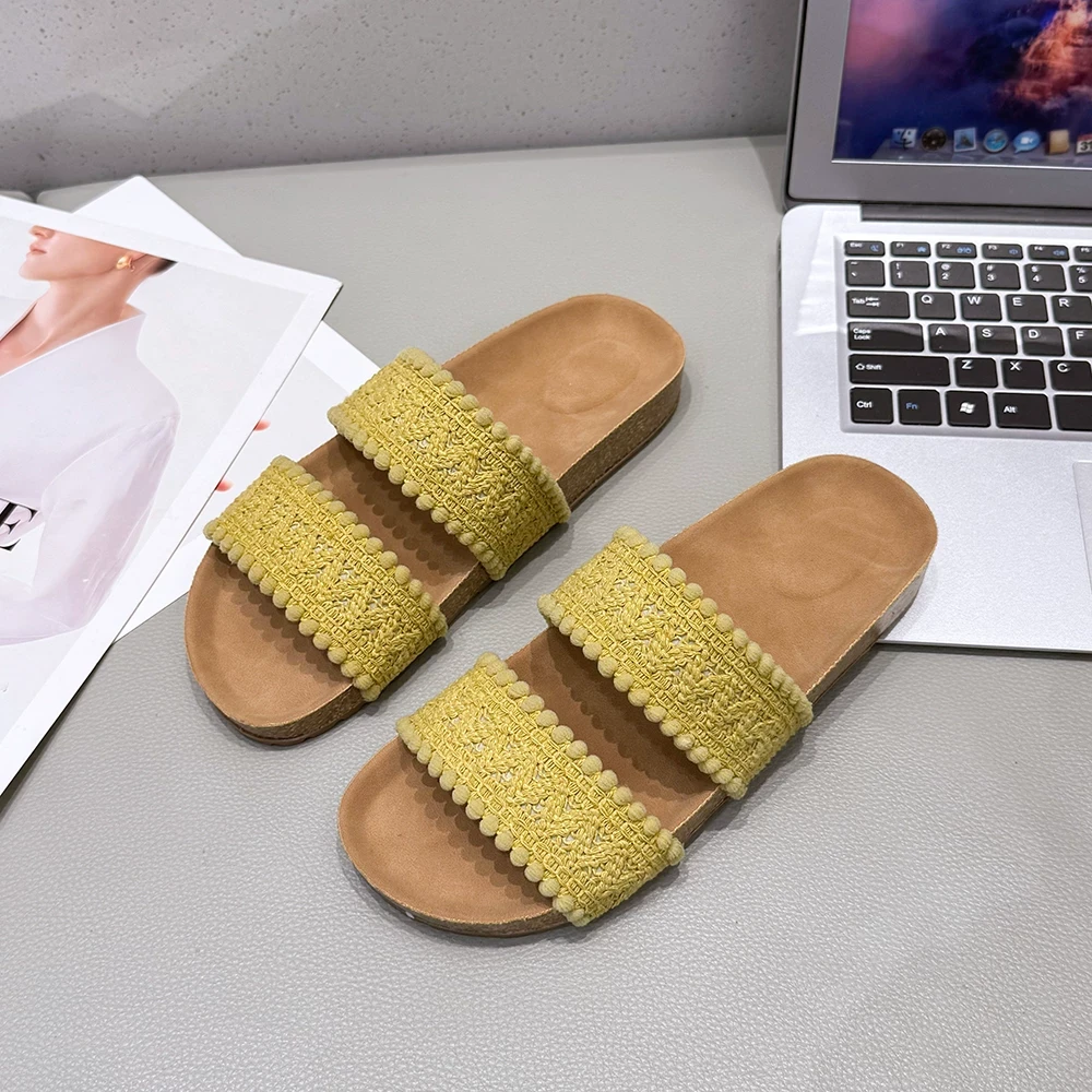 女外穿夏季新款高级感平底休闲一字拖鞋18-329