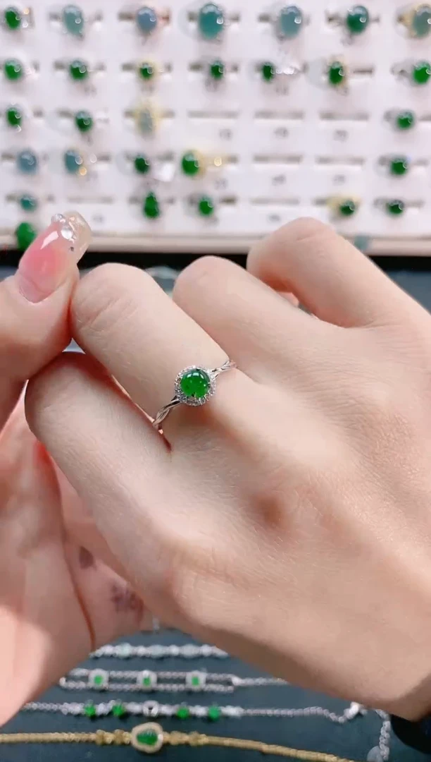 【闪购商品】翡翠戒指银S925镶嵌天然翡翠