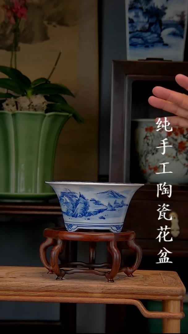 景德镇手工陶瓷花盆