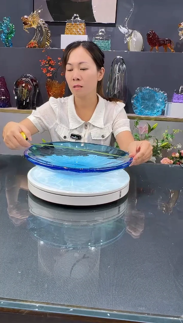 琉璃水晶琉璃果盘1个   孤品