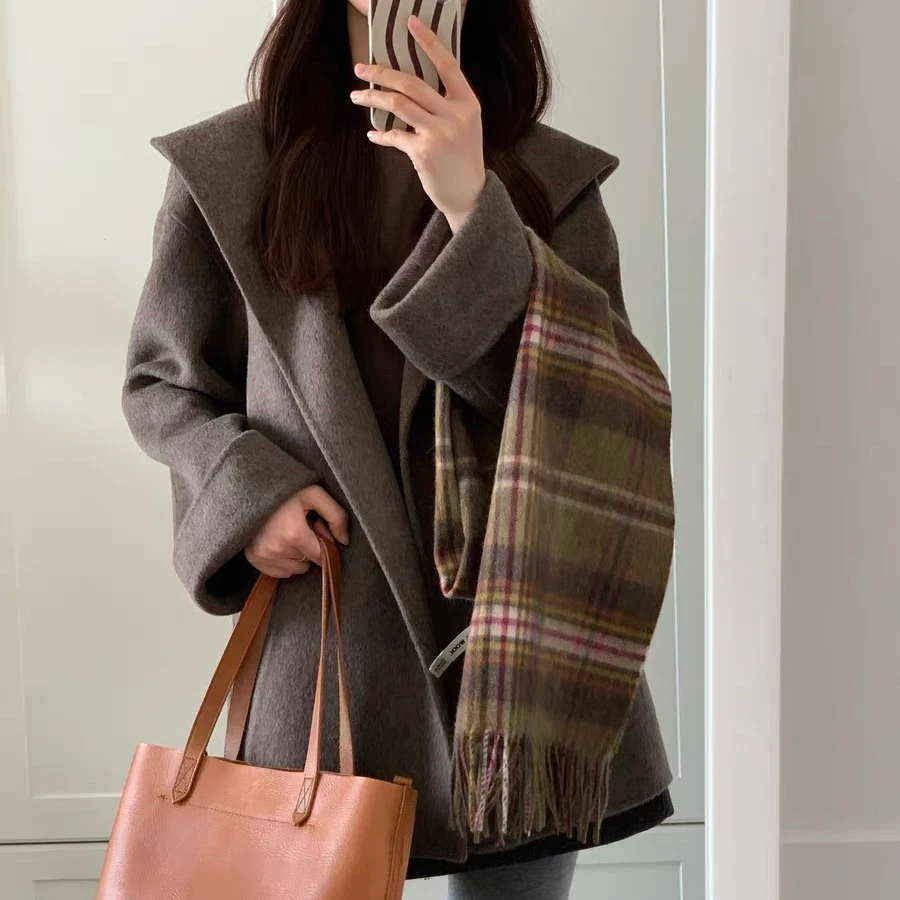 2025新款羊毛90%耗牛绒10%高级感时尚气质百搭浴袍款外套8881款