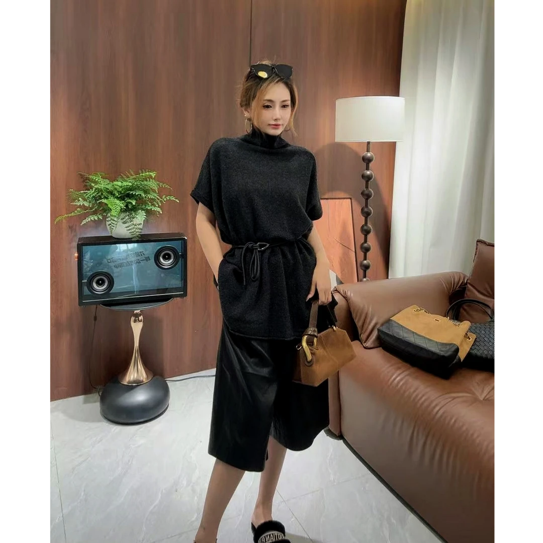 YLYHO 静奢简约老钱风 高领气质针织百搭款女装【红桃A] QWR306338