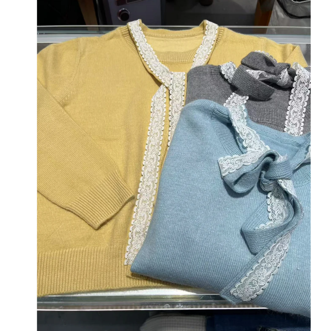 春季新款V领保暖毛针织衫圆领宽松型套头款通勤风上衣【追风】