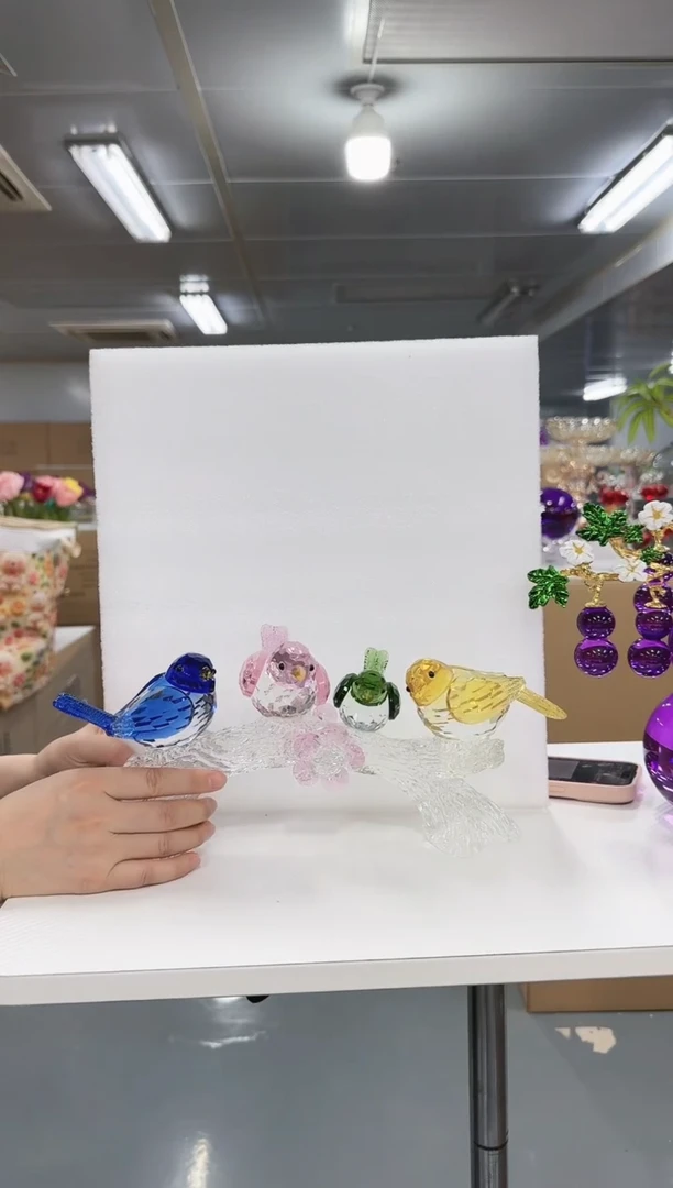 花间集水晶琉璃摆件   鸟
