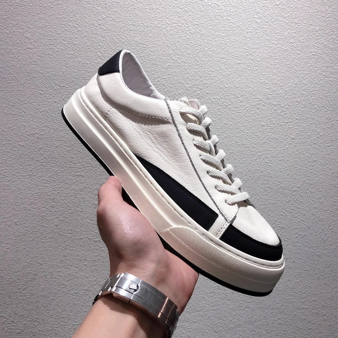 小白鞋男真皮春季新款男鞋韩版百搭休闲皮鞋厚底轻便板鞋男老爹鞋