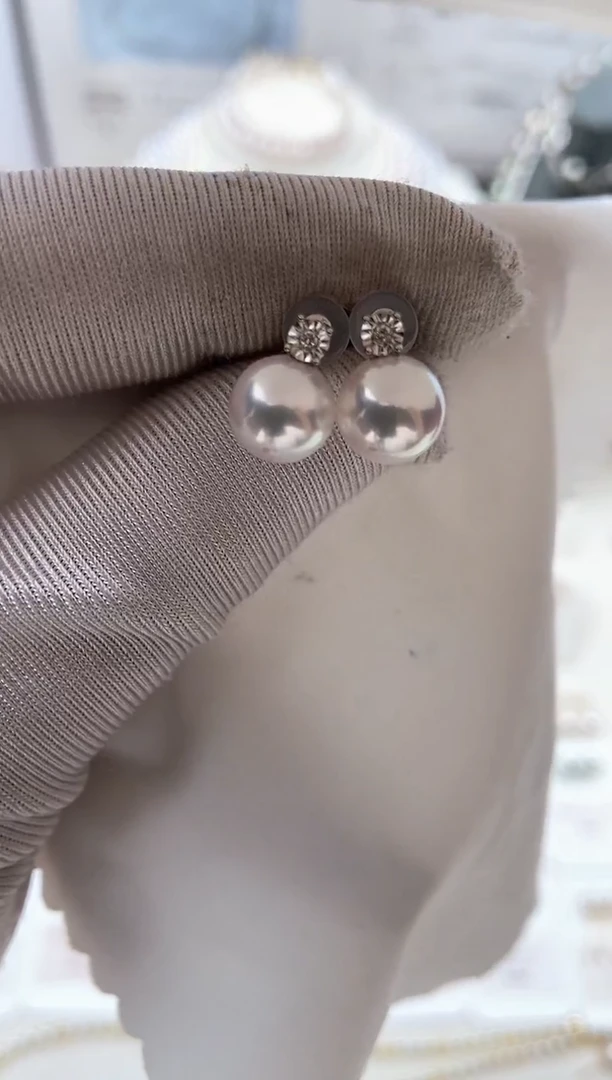 18K金镶嵌耳饰海水珍珠特选戴妃耳饰7.5-8