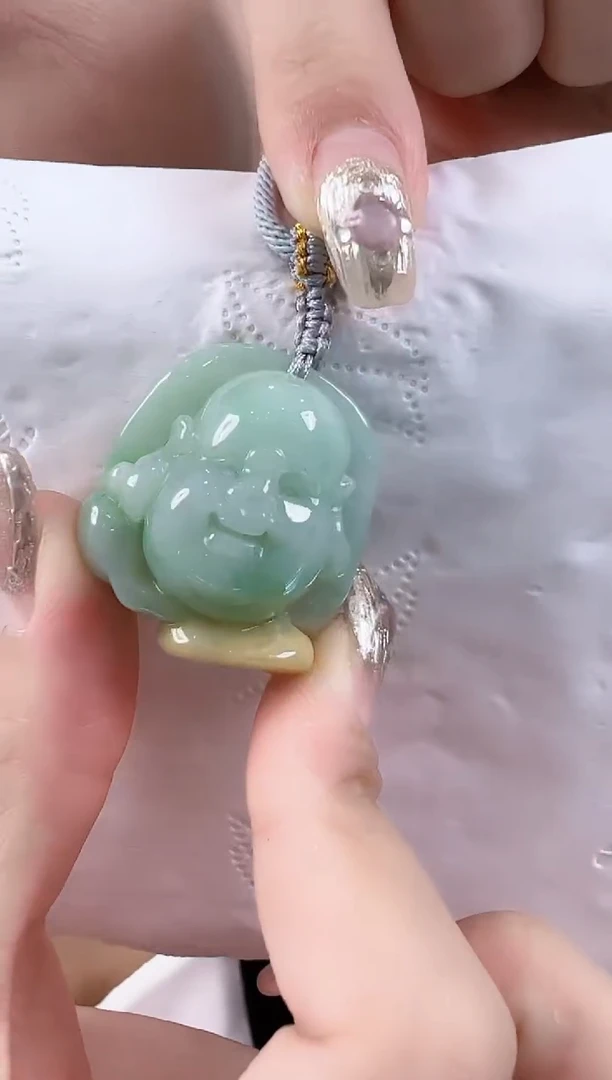 翡翠未镶嵌吊坠(不含链)孤品翡翠A货佛头吊坠