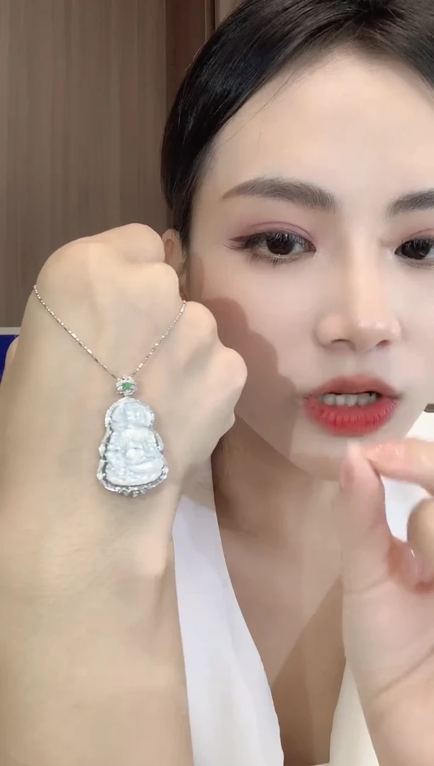 翡翠18K金镶嵌吊坠(不含链)A58