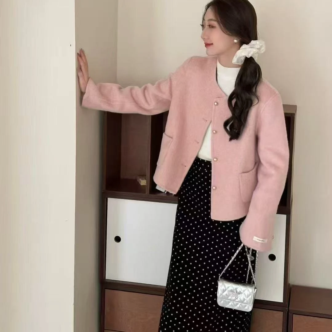 （香香福利）金口装饰双面呢风衣外套秋装新款2025外套女