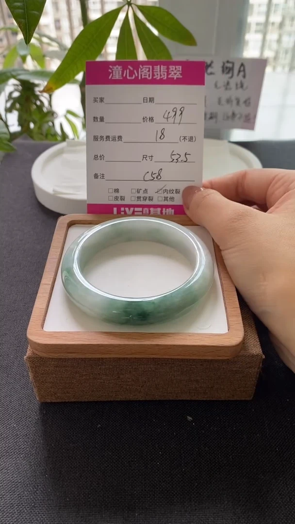 翡翠手镯未镶嵌53.5圈口  编码 C58