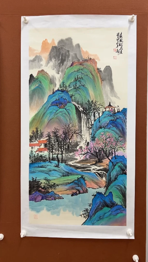 国画李文峰三尺整张重彩青绿