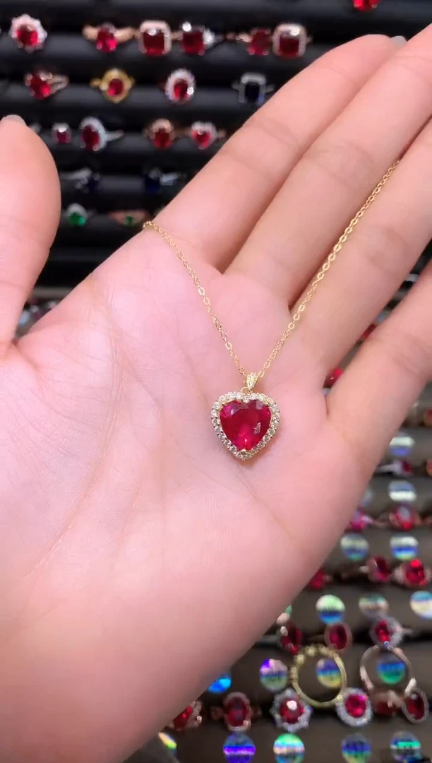 【闪购商品】红宝石吊坠(赠链)银S925镶嵌10