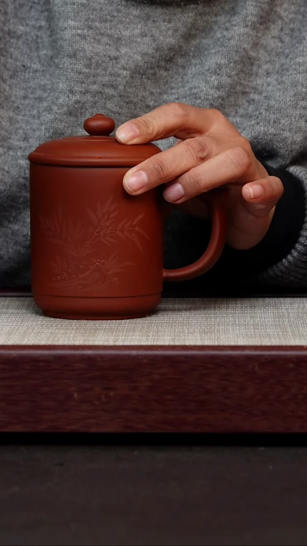 茶杯紫砂金帆红竹杯