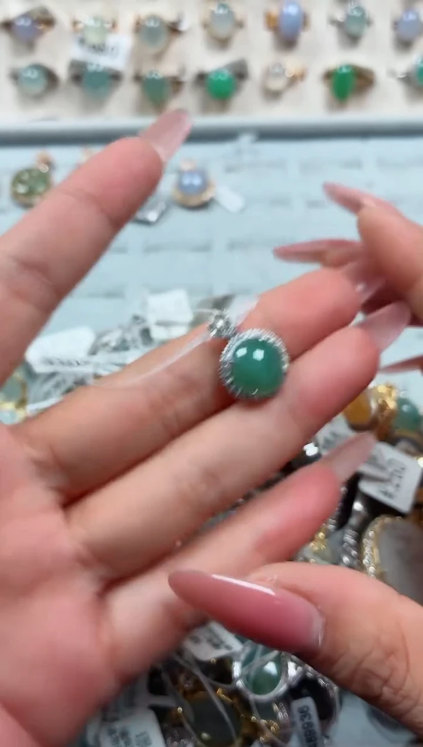 吊坠(不含链)银S925镶嵌翡翠.